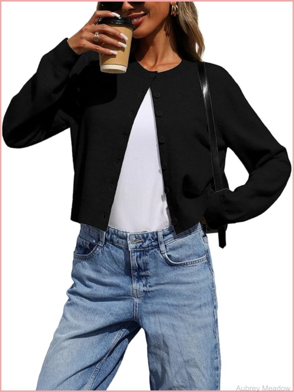 Cropped Cardigan Sweater Lightweight Knit Short Button Up Cardigan Trendy